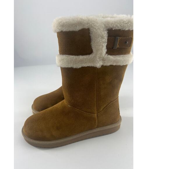 Koolaburra Ugg Winter Boots Womens Size 8 Brown Tan Suede Chestnut Tall New - Picture 1 of 11